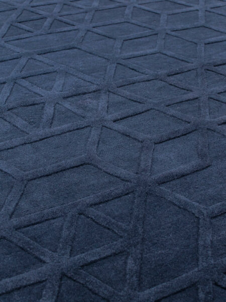 Lima navy blue handtufted contemporary rug design in pure wool detailed image