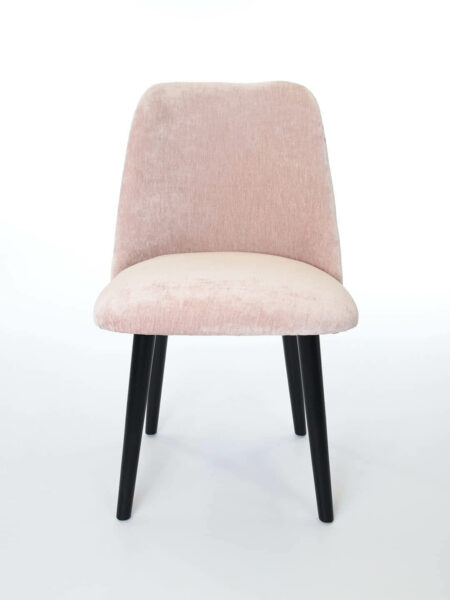 Victoria blush pink chenille velvet dining chair front view