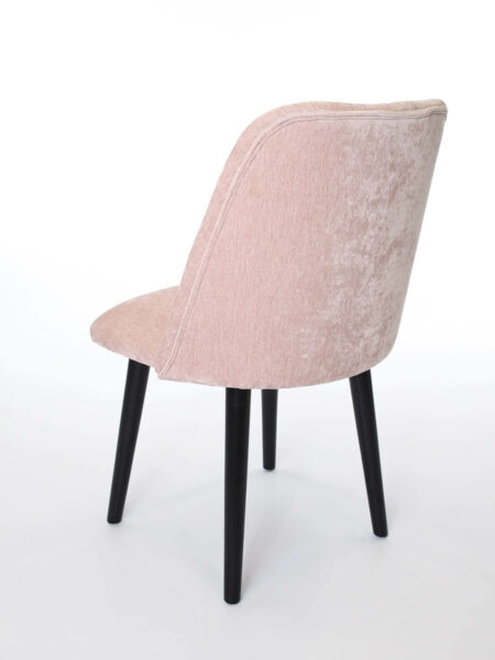 Victoria blush pink chenille velvet dining chair back view