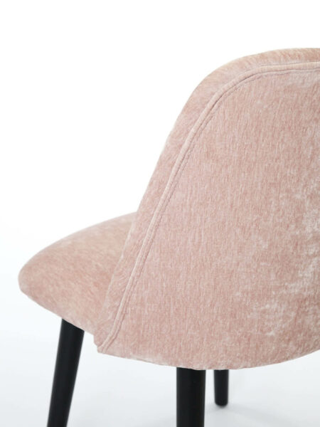 Victoria blush pink chenille velvet dining chair detail of fabric