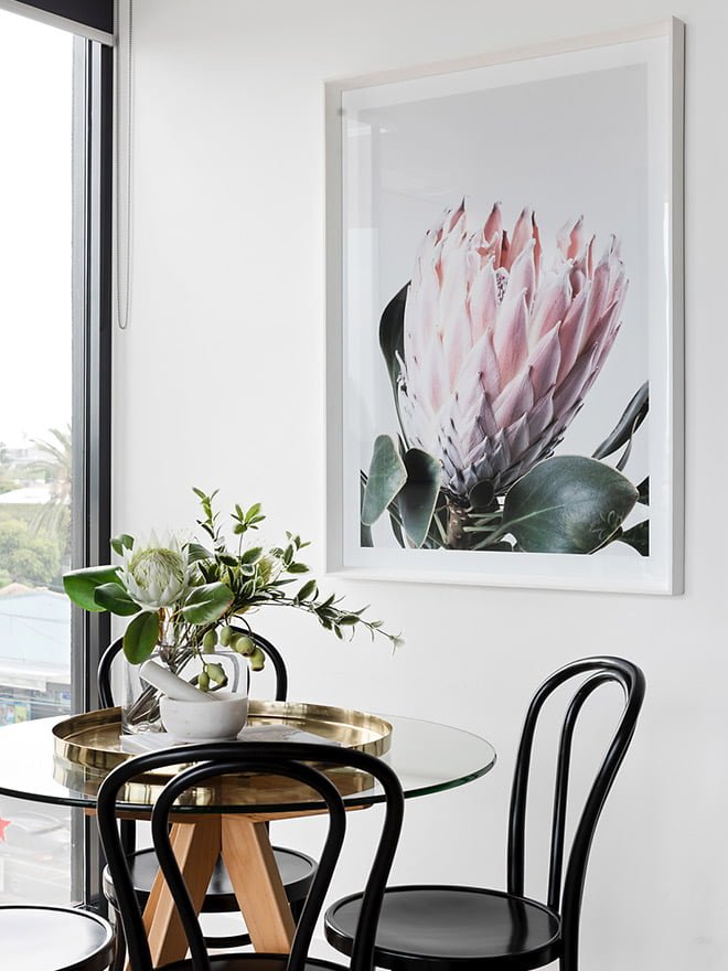 The Urbane Property Stylist dining room design with art print