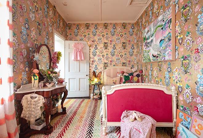 Interior Designer Caroline Touzeau bedroom with rug