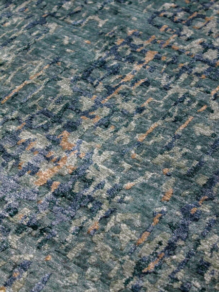Kowloon Green luxury handknot rug close up detail image