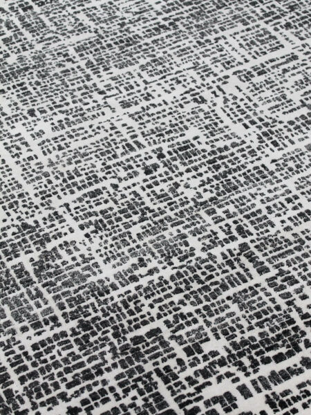 Zaire Ivory Black luxury handknot rug close up detail image