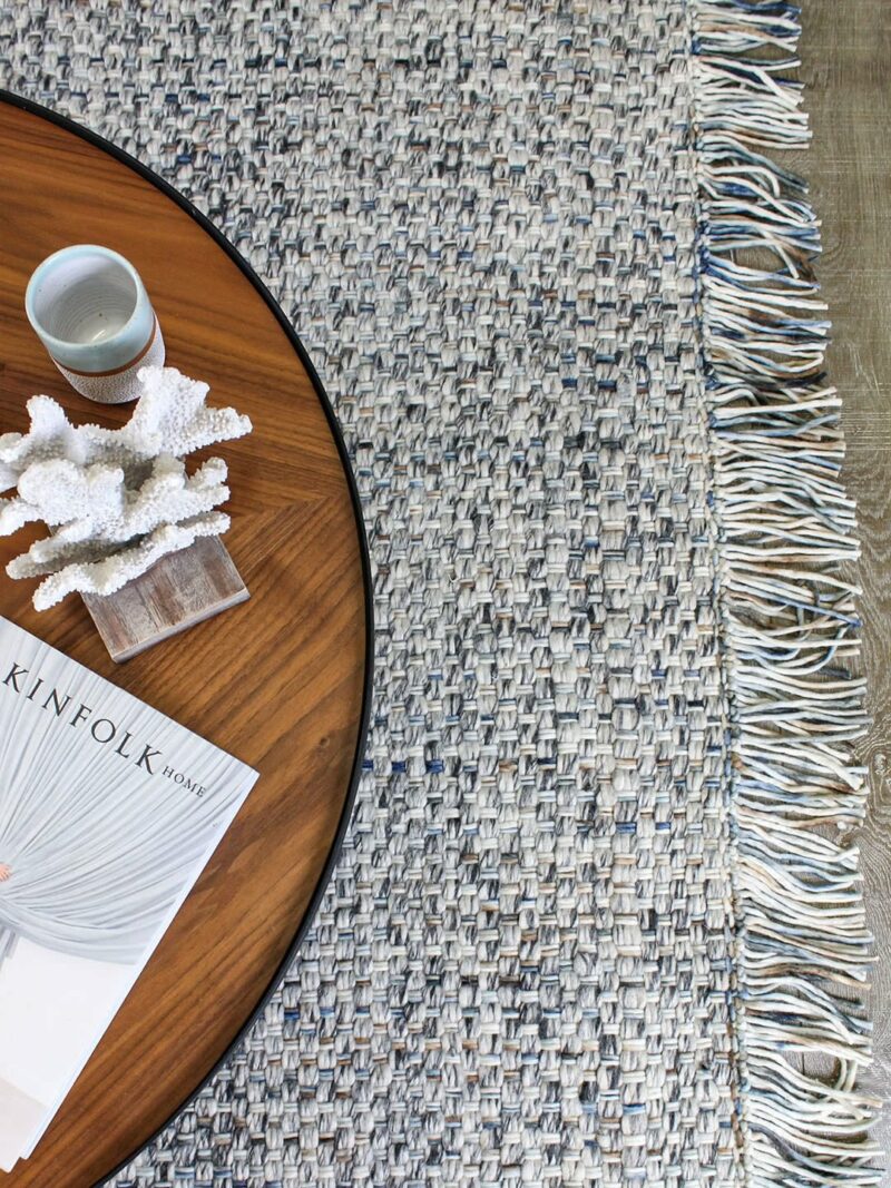 Bijou Mist handwove wool rug - lifestyle image