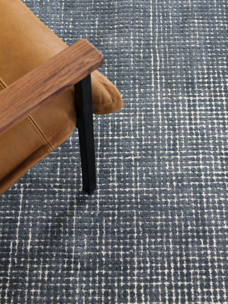 Capri Denim blue rug handmade from wool and nylon - lifestyle image
