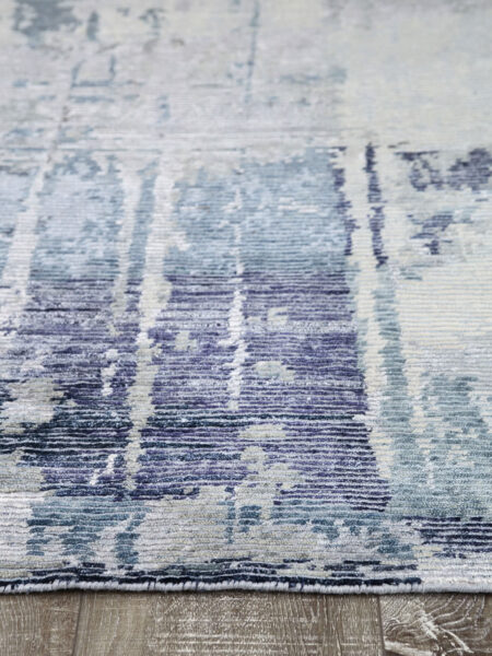 Naples Blue luxury handknotted rug in wool and artsilk