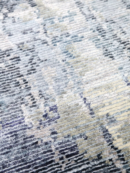 Naples Blue luxury handknotted rug in wool and artsilk