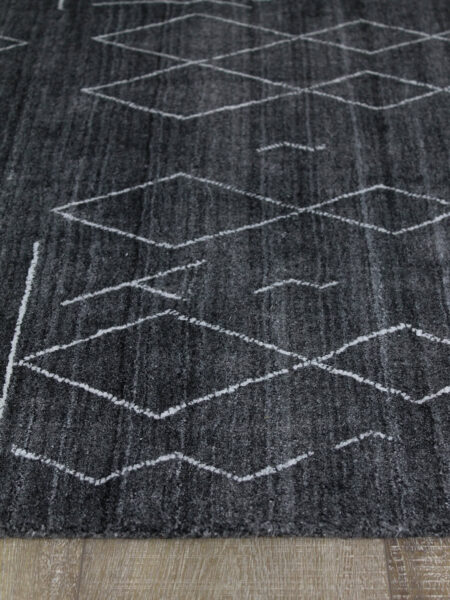 Tribal Charcoal grey rug handwoven in wool and artsilk