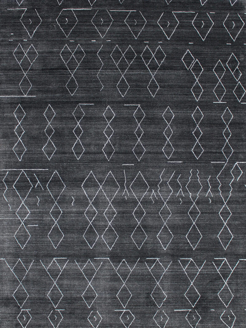 Tribal Charcoal grey rug handwoven in wool and artsilk