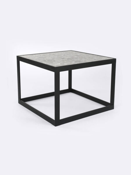 Ezra Grey side table with black metal frame