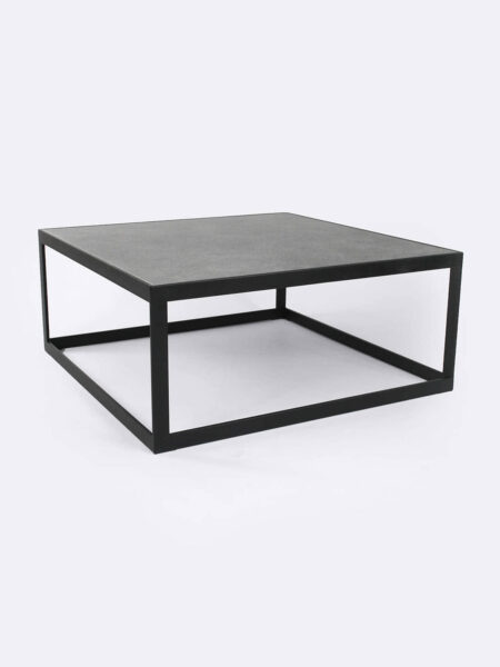 Ezra Slate grey square coffee table with black metal frame