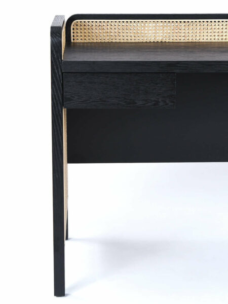 Hugo rattan desk with black timber frame - detail image