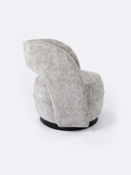 Lara Club Chair in Pebble fabric. Luxurious occasional chair with metal base.
