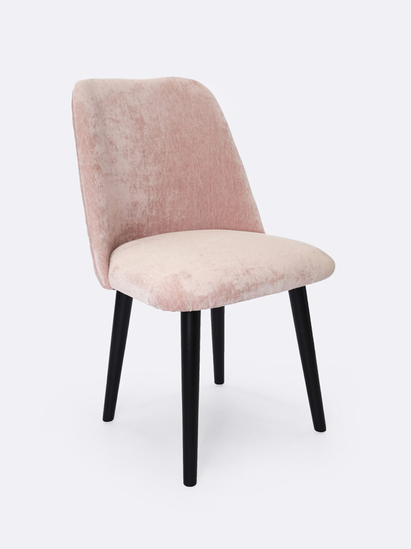 Victoria blush pink chenille velvet dining chair