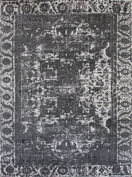 Alcazar ebony black charcoal rug overhead image
