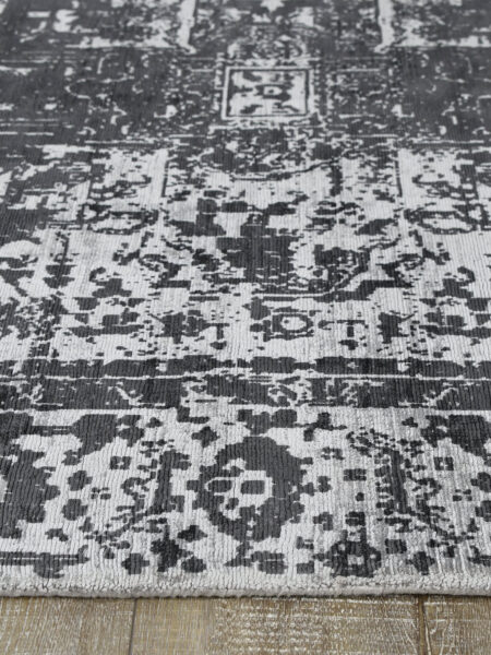 Alcazar ebony black charcoal rug back of rug detail close up