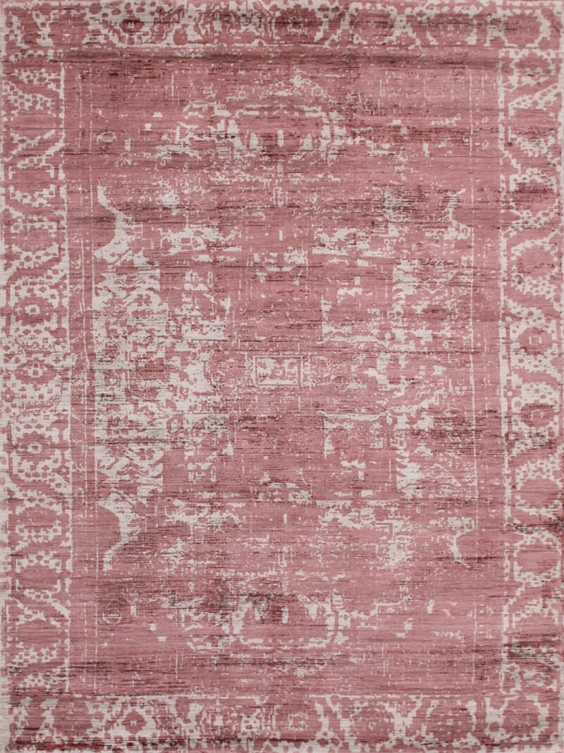Alcazar rug in flamingo pink rug overhead image of rug