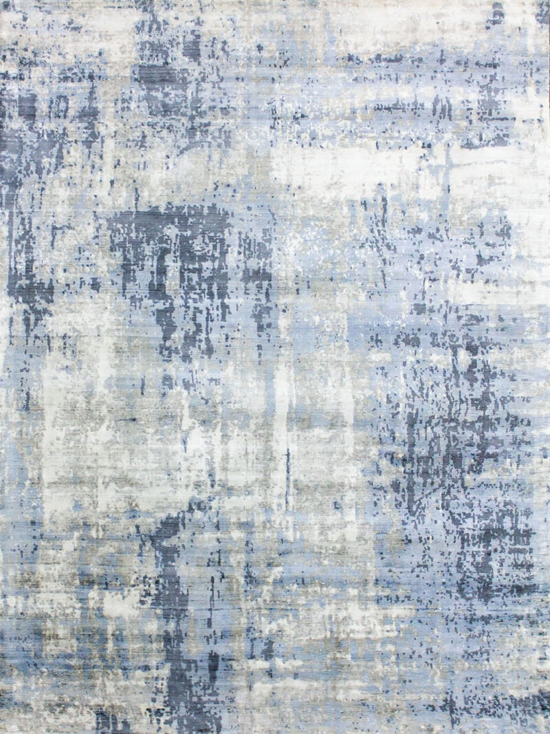 Jaipur Atlantic blue grey handwoven artsilk rug overhead image