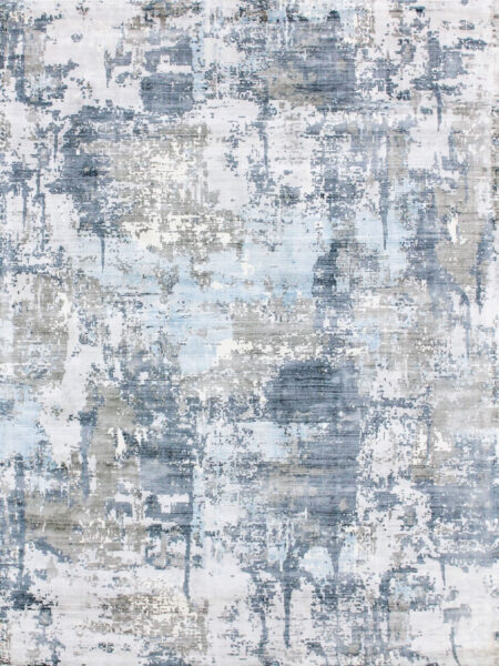 Jaipur Baltic blue grey handwoven artsilk rug overhead image
