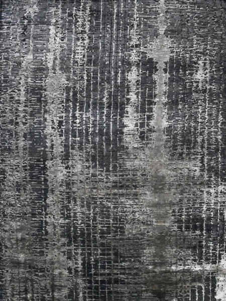 Houston Charcoal grey luxury handknot rug in wool and artsilk - overhead image
