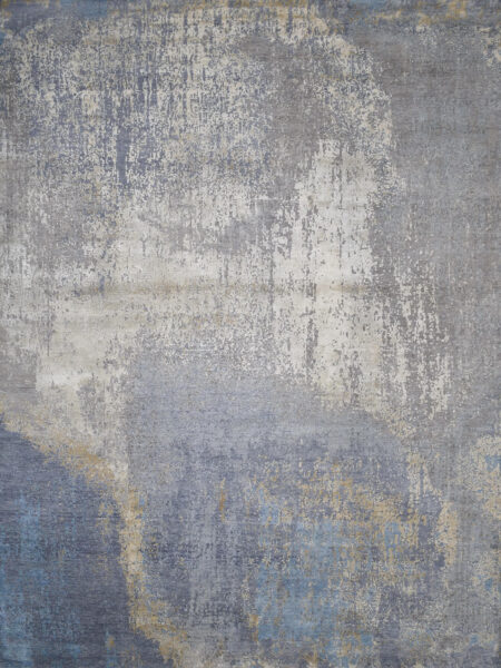 Soho 179 Grey/Beige luxury handknot rug in wool and natural silk - overhead image