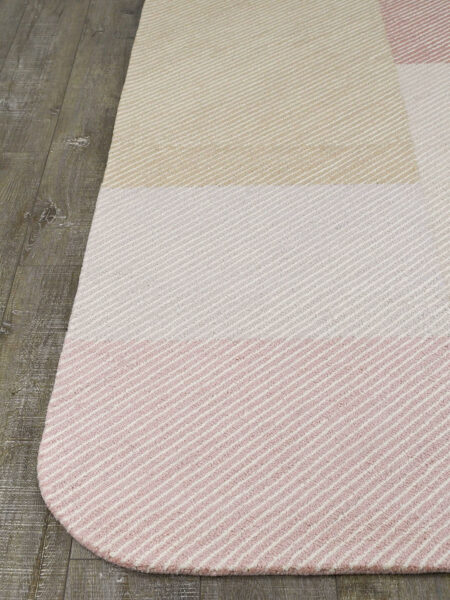 Pinstripe Blossom modern handtufted loop pile rug in pink tones