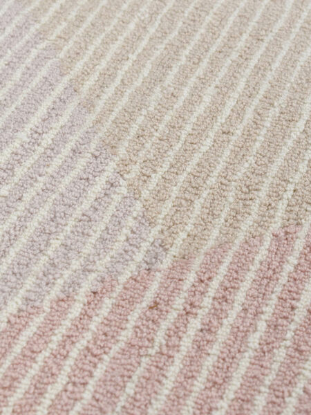 Pinstripe Blossom modern handtufted loop pile rug in pink tones - detail image