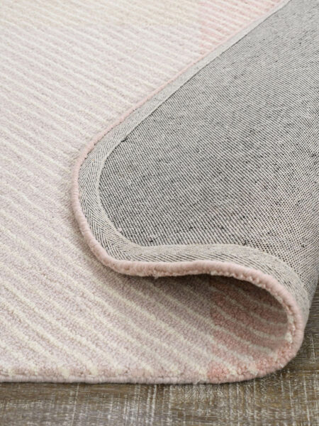 Pinstripe Blossom modern handtufted loop pile rug in pink tones - backing