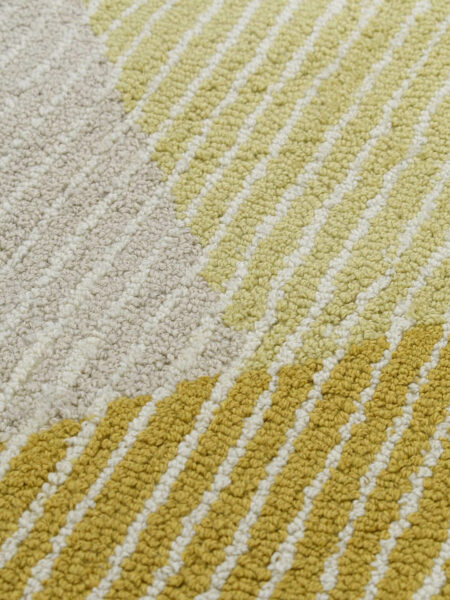 Pinstripe Citrus modern handtufted loop pile rug in yellow tones - detail image