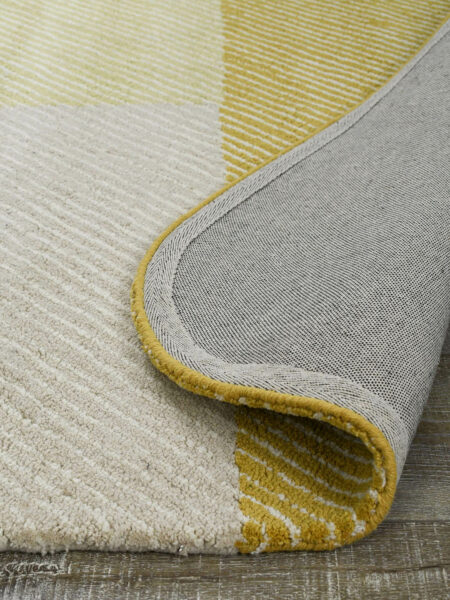 Pinstripe Citrus modern handtufted loop pile rug in yellow tones - backing