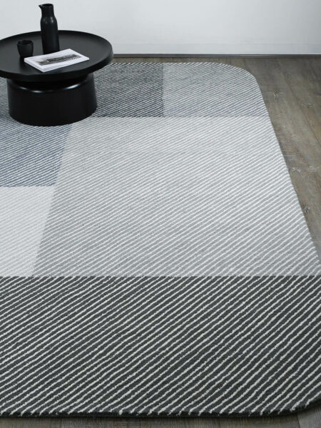 Pinstripe Seal modern handtufted loop pile rug in grey tones