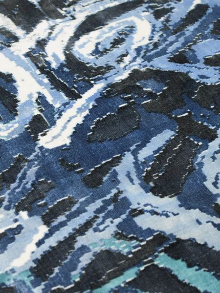 Anjurra by Charmaine Pwerle - Indigenours rug design in blue colours - close up detail
