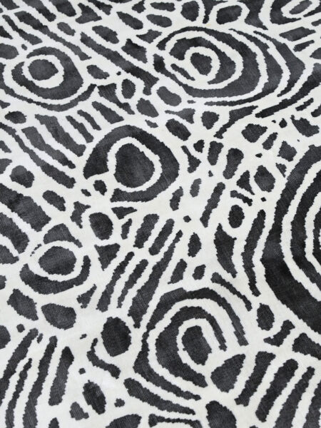 Kwerralya by Charmaine Pwerle - Indigenours rug design with black and white pattern - detail image