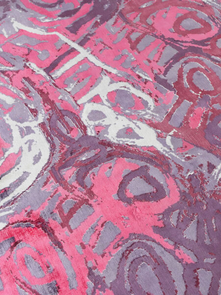Malangka by Charmaine Pwerle - Indigenours rug design in pink and purple colours - detail image