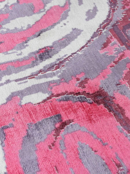 Malangka by Charmaine Pwerle - Indigenours rug design in pink and purple colours - close up detail