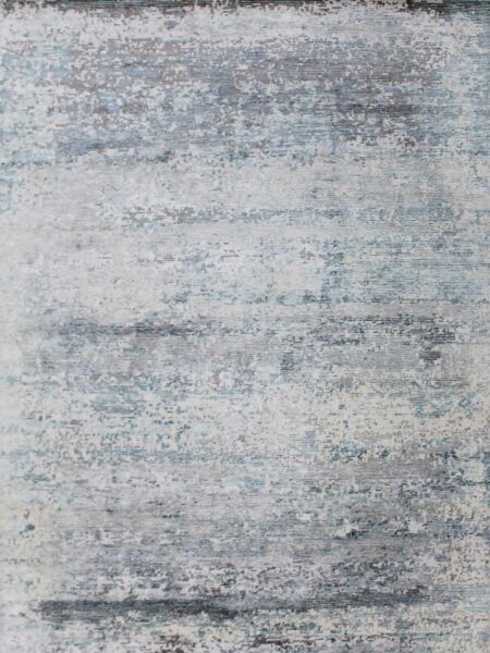 Portsea premium handknot rug in silver grey and blue overhead image