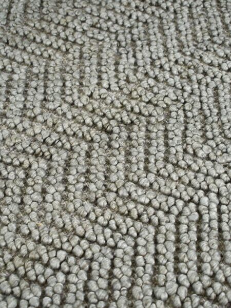 Caspian Taupe textured chevron design rug handwoven in wool and artsilk - detail image