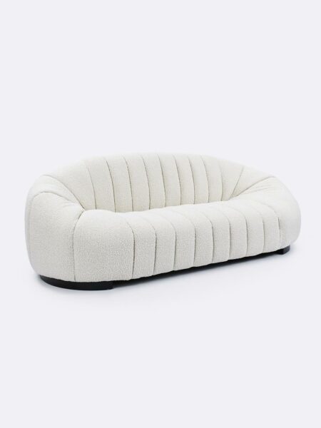 Lily Sofa in Ivory boucle fabric - front angle view