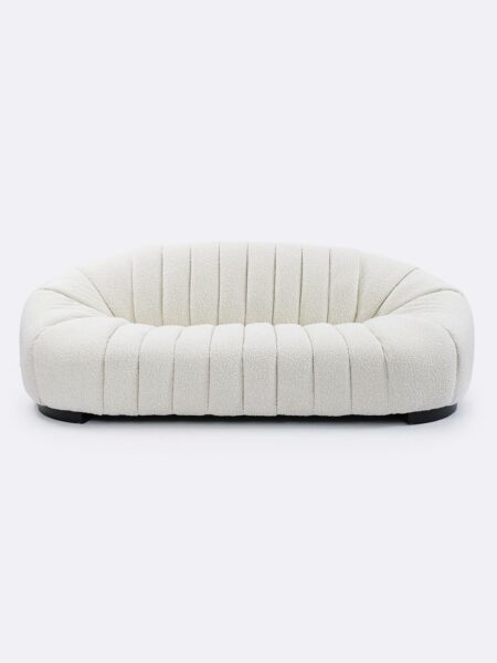 Lily Sofa in Ivory boucle fabric - front view