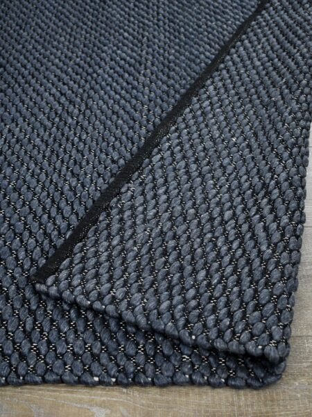 Palmas Midnight navy blue flatweave rug handmade in 100% wool - back image