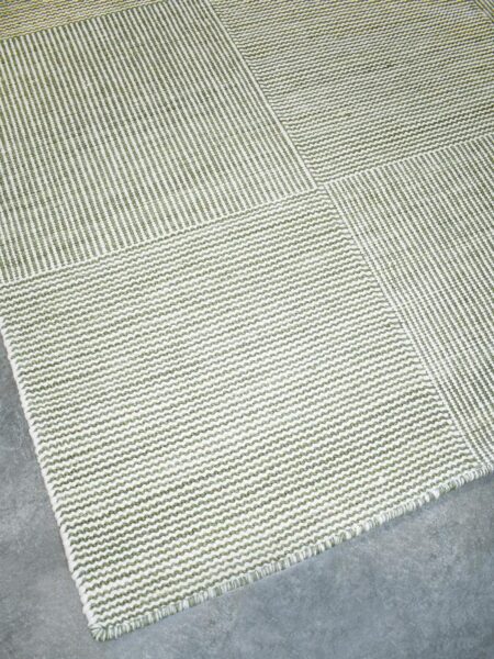 Braid Box Rug Sage flatweave in colours green and white, handmade from 100% wool