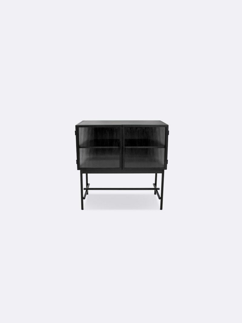 Amelie Cabinet Black Glass front view, two doors