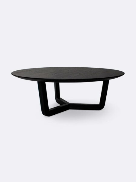 Theodore Round Coffee Table in black oak front view