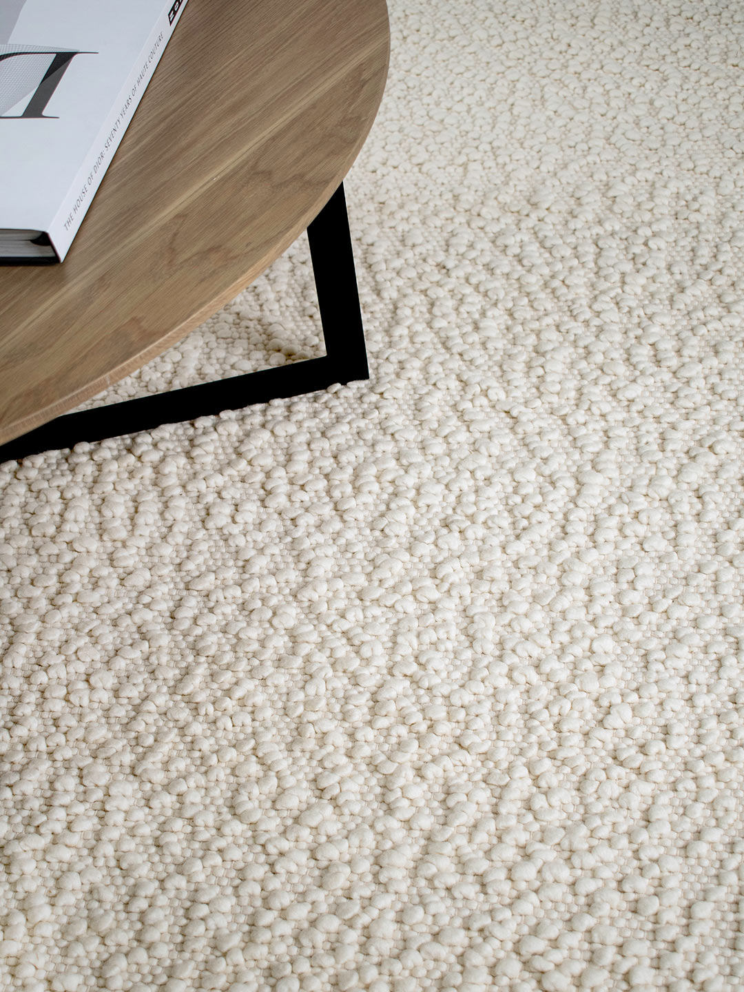 Boucle Ivory wool rug insitu detail