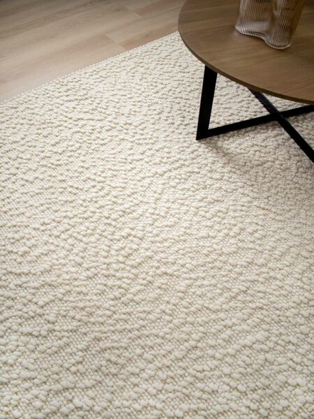 Boucle Ivory wool rug insitu