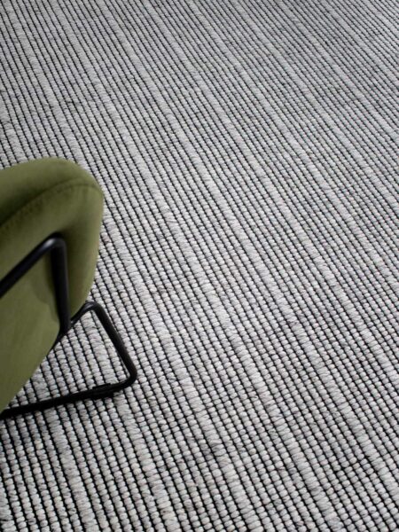Cable silver grey handwoven rug by the rug collection insitu