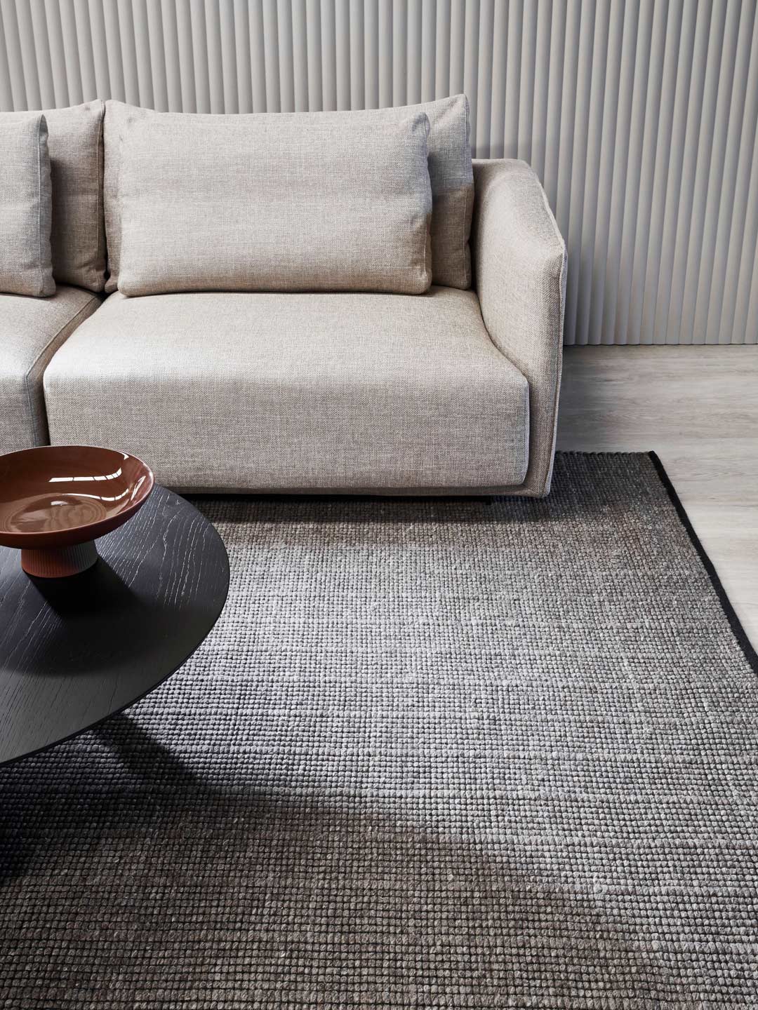 Cable taupe brown handwoven rug by the rug collection insitu