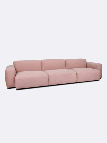 Evie Sofa in Rosewater Pink 3/4 angle