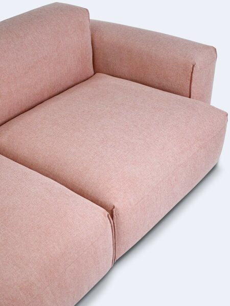 Evie Sofa in Rosewater Pink arm detail